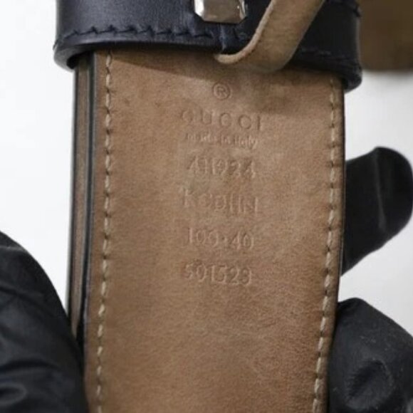 Gucci Interlocking G Belt GG Canvas Belt Size 100/40 KGDHN - Beige/Blue - Picture 11 of 15